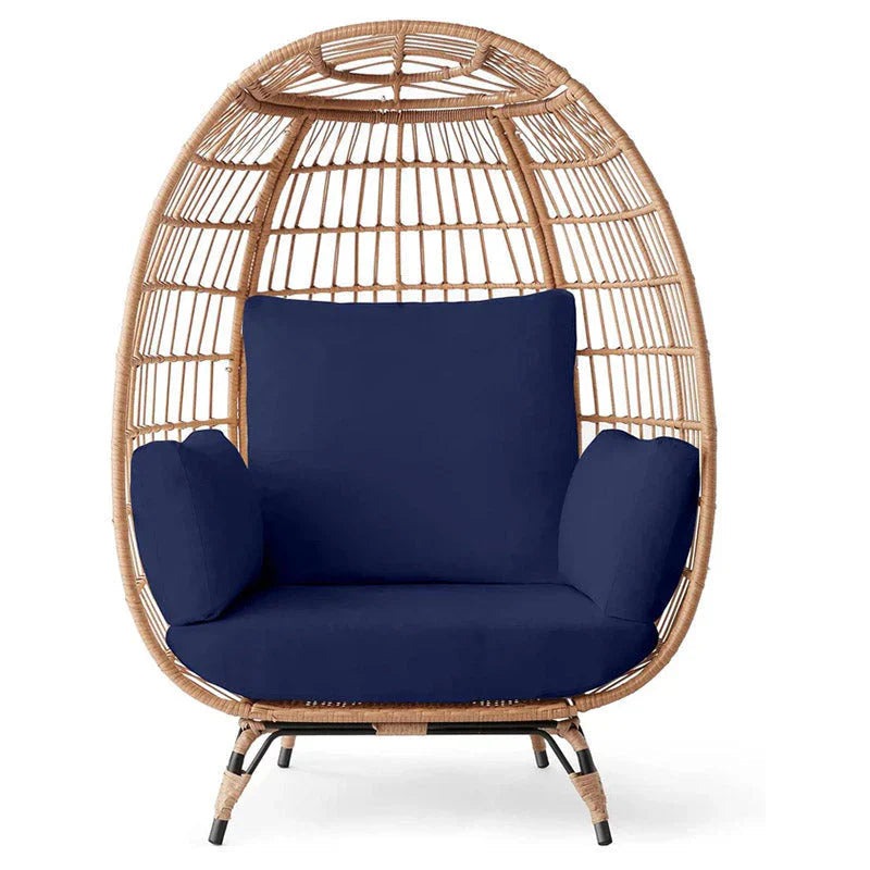 Ivory Wicker Egg Chair, 24 D x 40 W x 56 H, 440 lb Capacity, Steel Frame