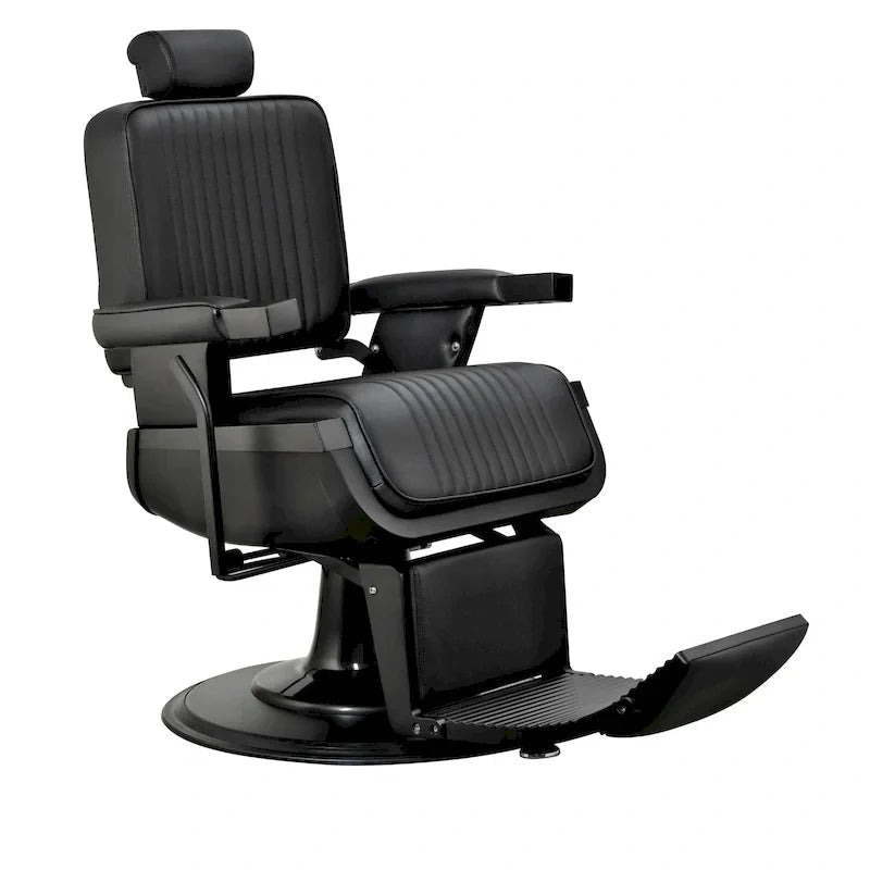 JAXSON Heavy Duty Reclining Hydraulic Barber Chair, Black Frame, 21 to 27 in Seat Height - 27 in Base