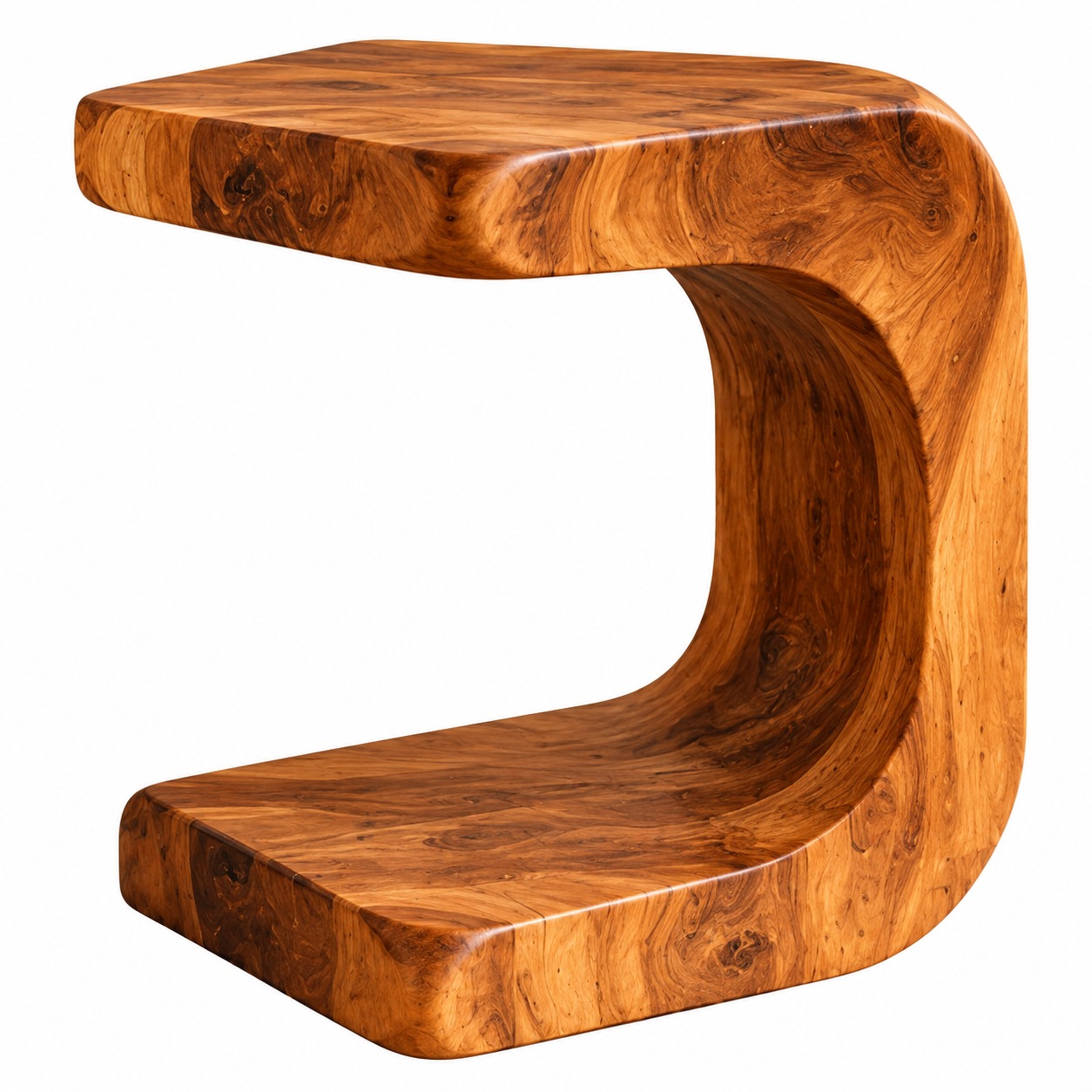 Flow Curve – Modern C-Shaped Wooden Side Table