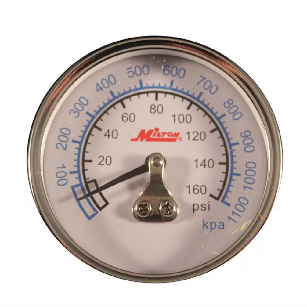 Milton 1191 - 1/4" NPT, 0-160PSI Mini High Pressure Dial Gauge