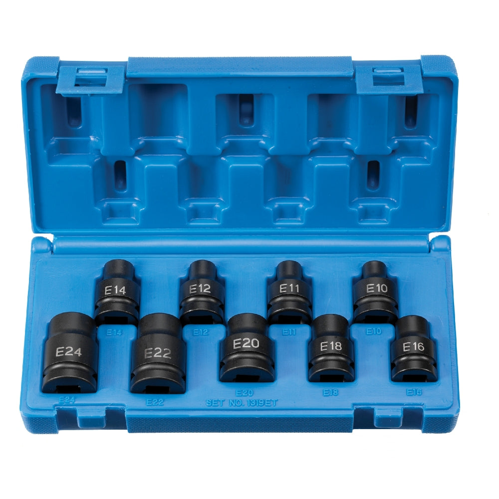 Grey Pneumatic 1319ET 1/2" Drive Standard Length External Impact Socket Set